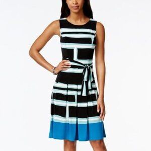 Tommy Hilfiger Printed Pleated Tie-Front Dress